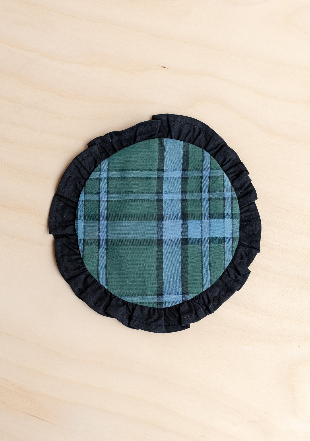Lot de 2 sous-verres en coton à motif tartan vert