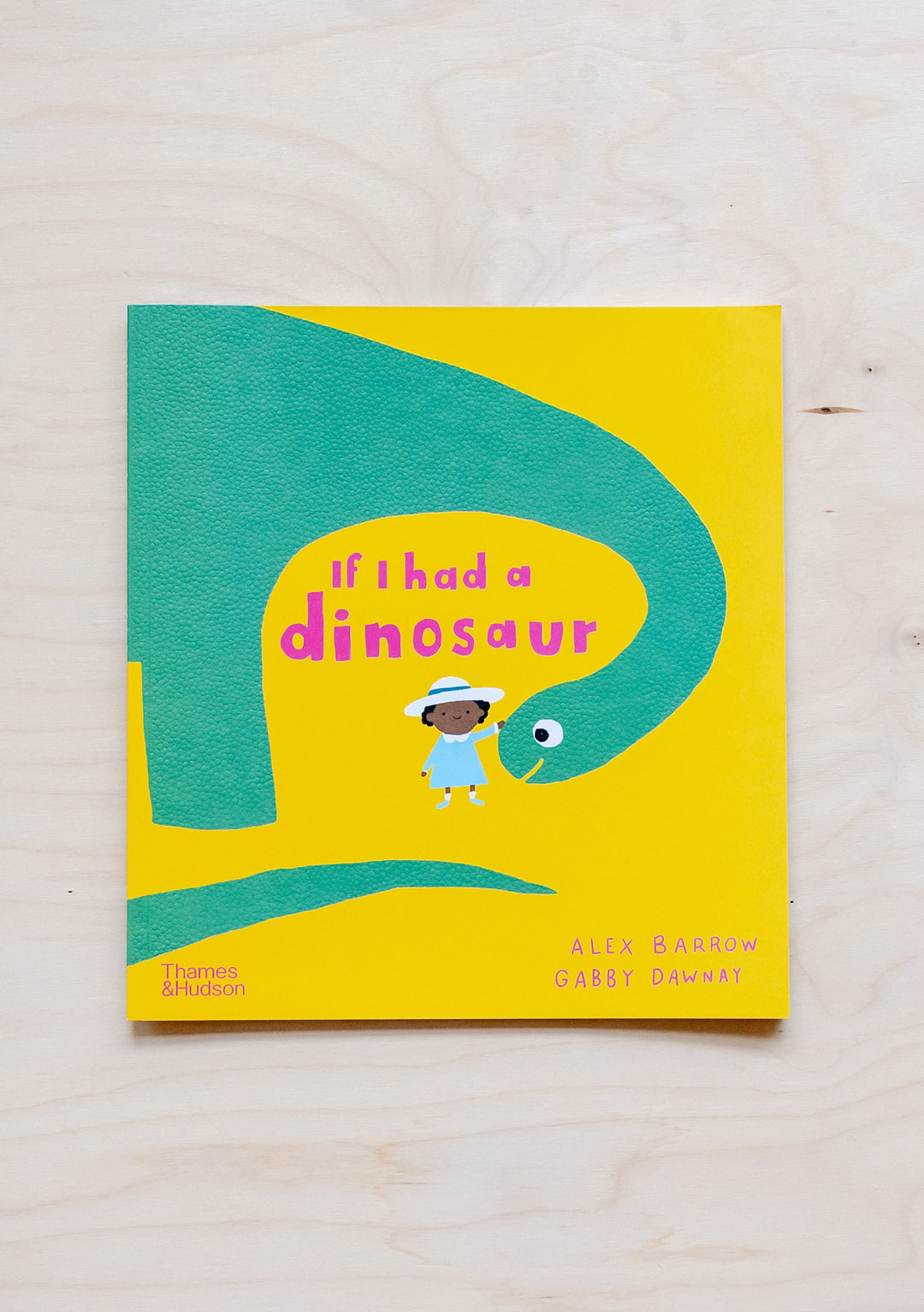 TBCo's If I had a Dinosaur children's book cover featuring a turquoise dinosaur and small character on yellow background