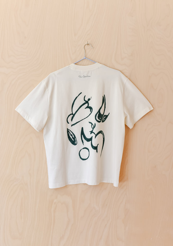 The Artist Series TBCo x Simone Brewster Cotton T-Shirt features abstract shapes on the back, showcasing bold design by London artist Simone Brewster.