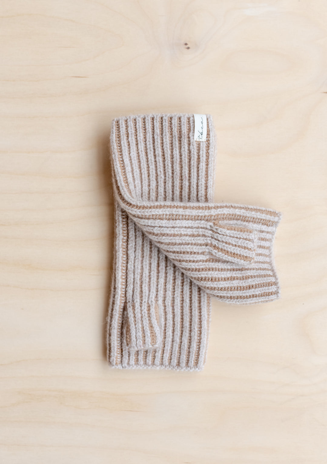 Cashmere & Merino Wrist Warmers in Oatmeal Two-Tone