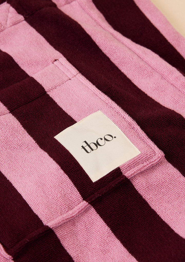 Terry Cotton Tote Bag in Burgundy Stripe