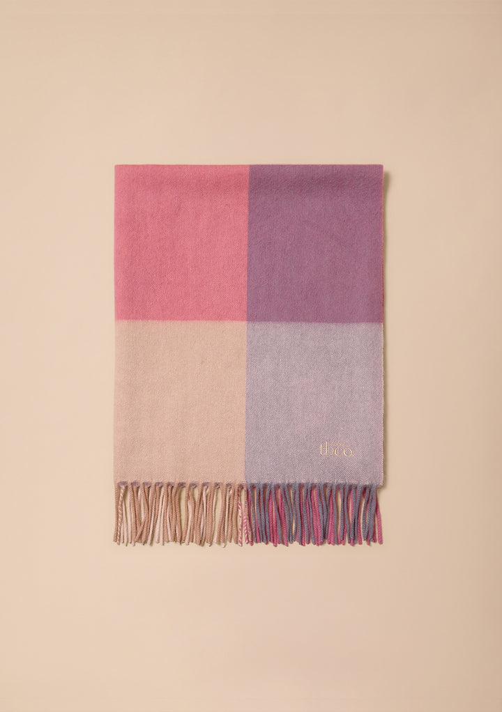 Lambswool Baby Blanket in Pink Block Check