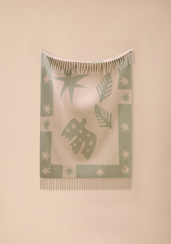 Lambswool Baby Blanket in Sage Folk
