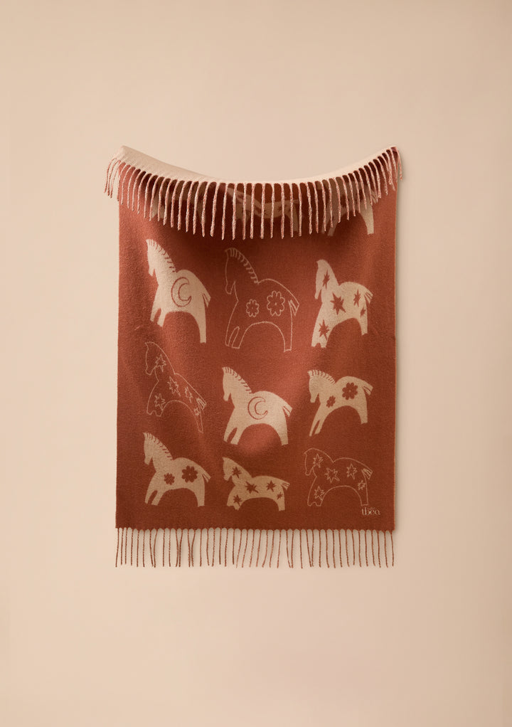 Lambswool Baby Blanket in Rust Gallop