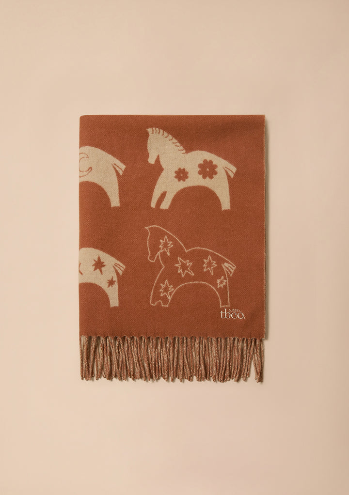 Lambswool Baby Blanket in Rust Gallop
