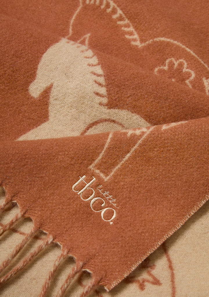 Lambswool Baby Blanket in Rust Gallop