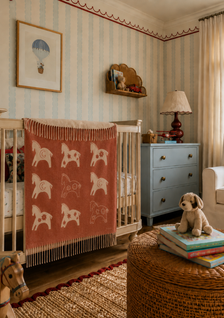 Lambswool Baby Blanket in Rust Gallop