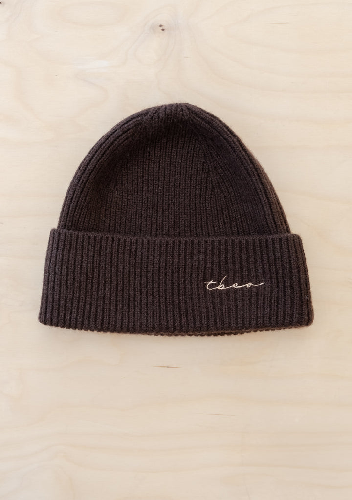 Cashmere & Merino Beanie in Chocolate