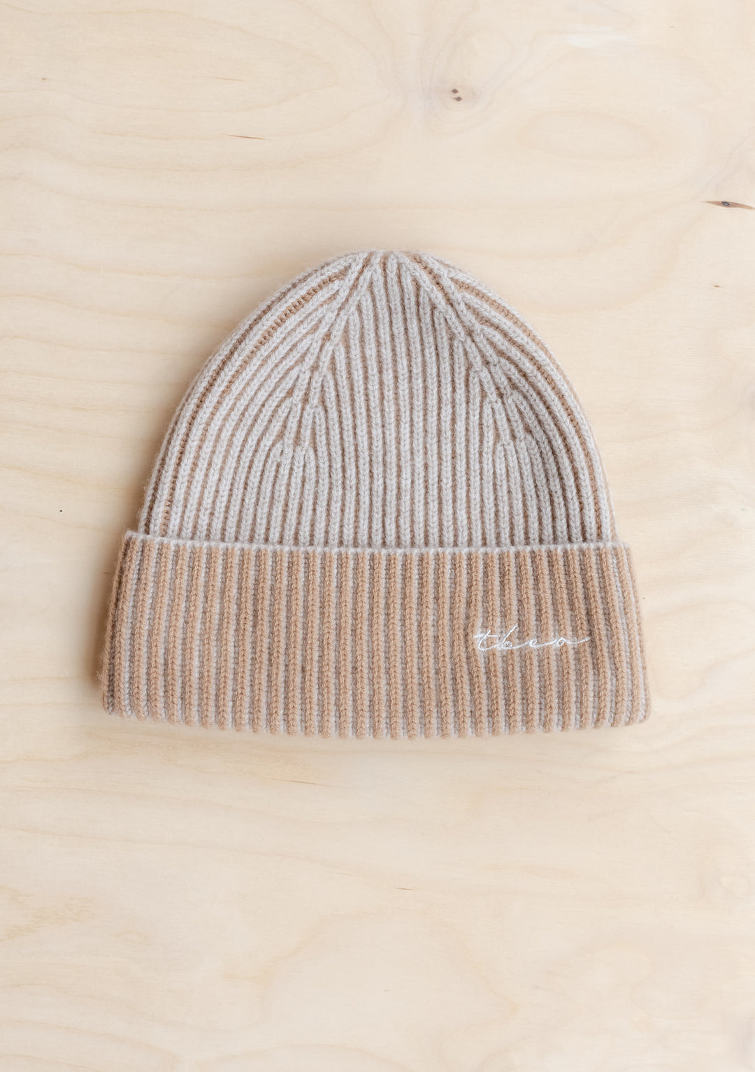 Cashmere & Merino Beanie in Oatmeal Two-Tone