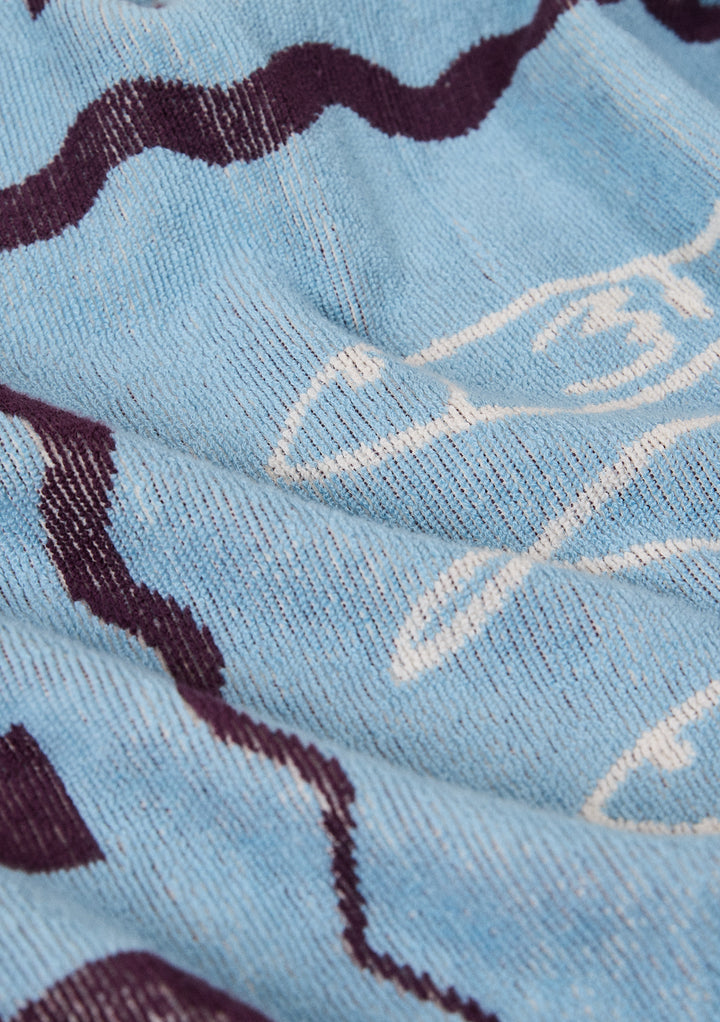 Serviette de Plage en Coton Bleu Côte