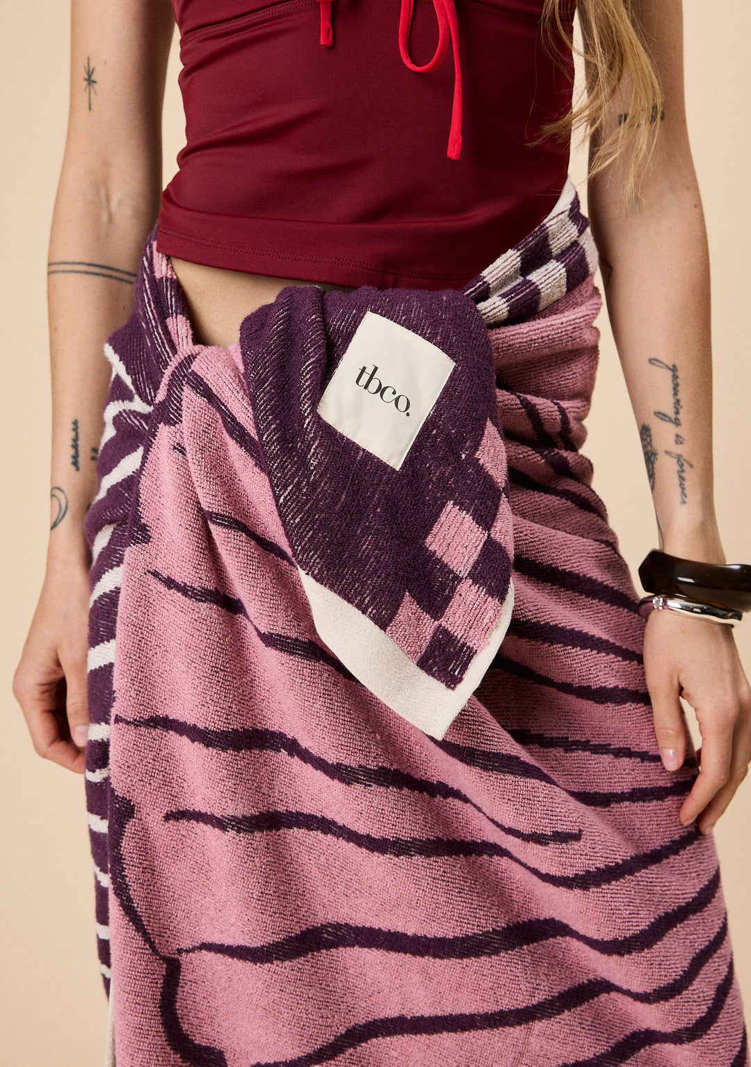 Baumwoll-Strandtuch in Pink Shell