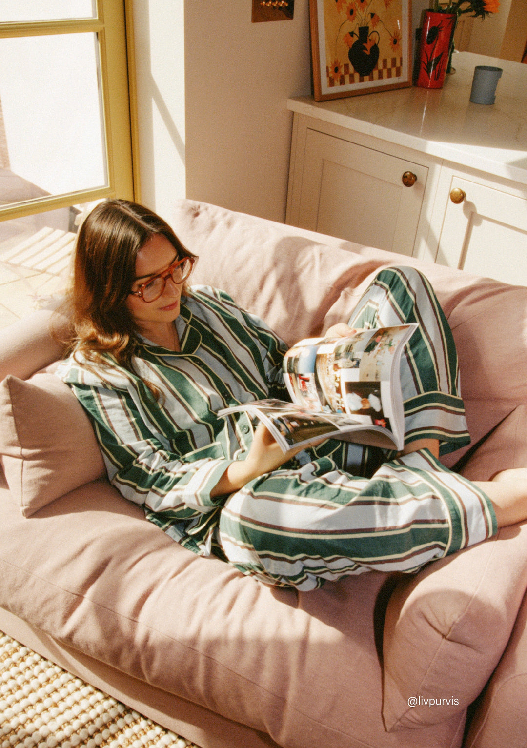 Cotton Pyjamas in Blue Stripe