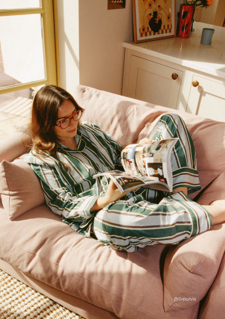 Cotton Pyjamas in Blue Stripe