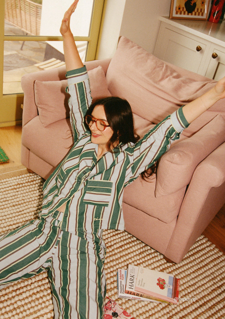 Cotton Pyjamas in Blue Stripe