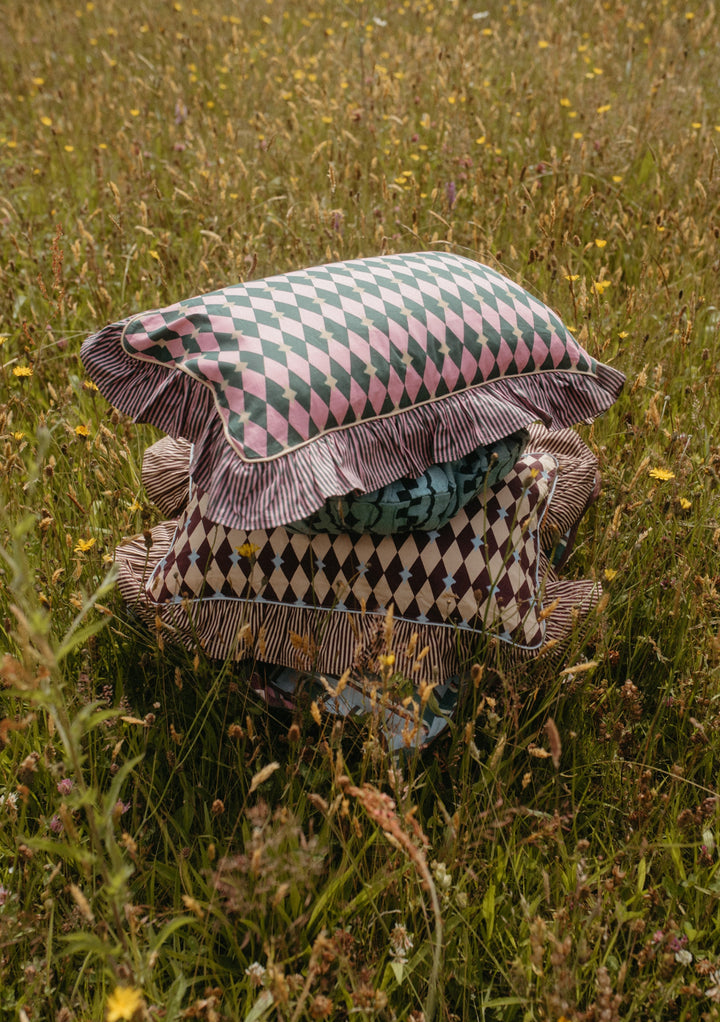 Housse de coussin en coton Camel Harlequin 