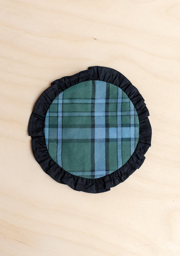 Cotton Coasters Set of 2 in Green Tartan