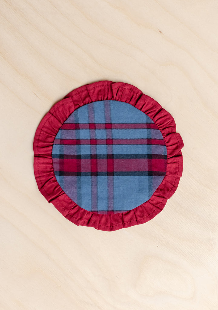 Cotton Coasters Set of 2 in Navy Tartan