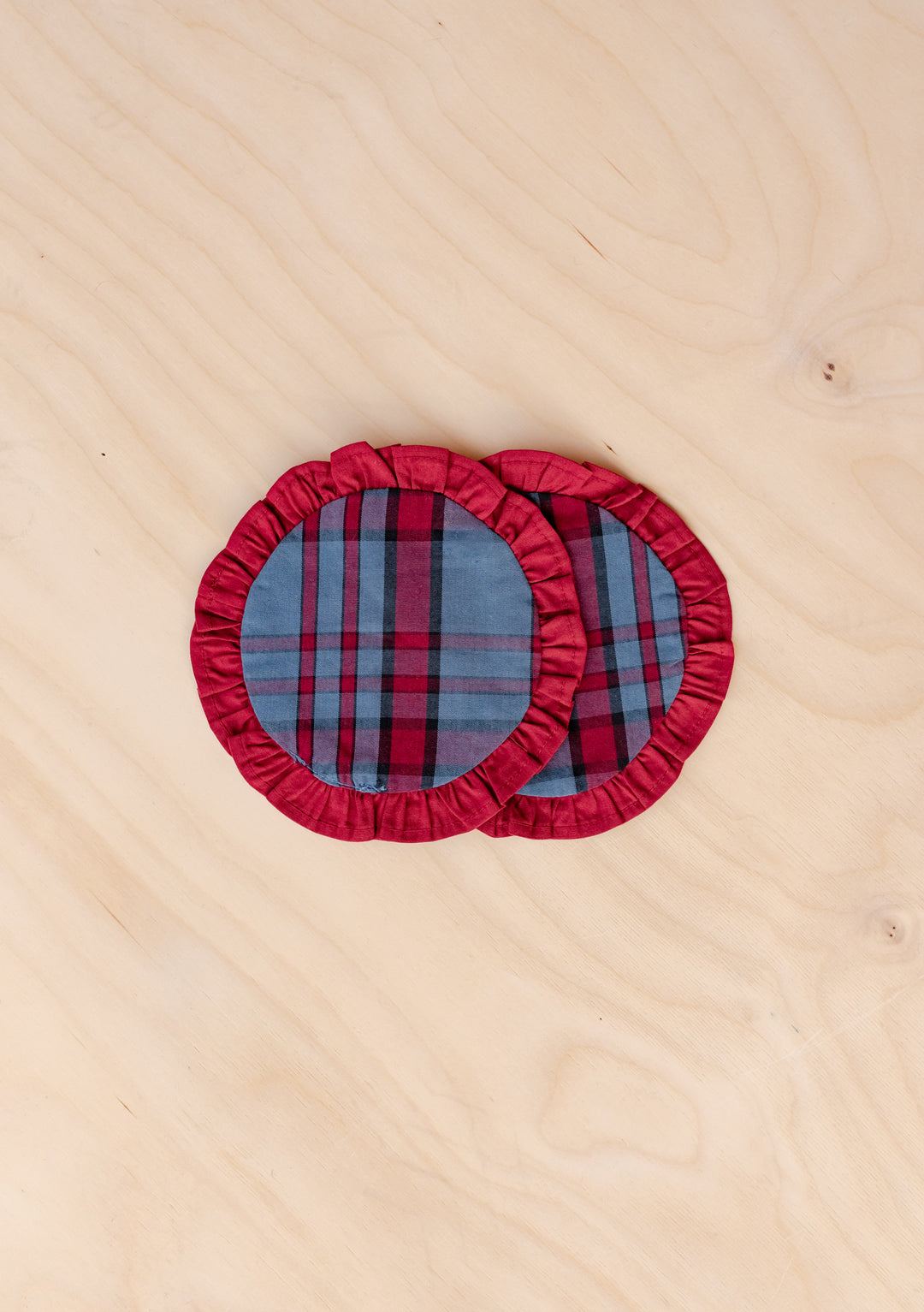 Cotton Coasters Set of 2 in Navy Tartan