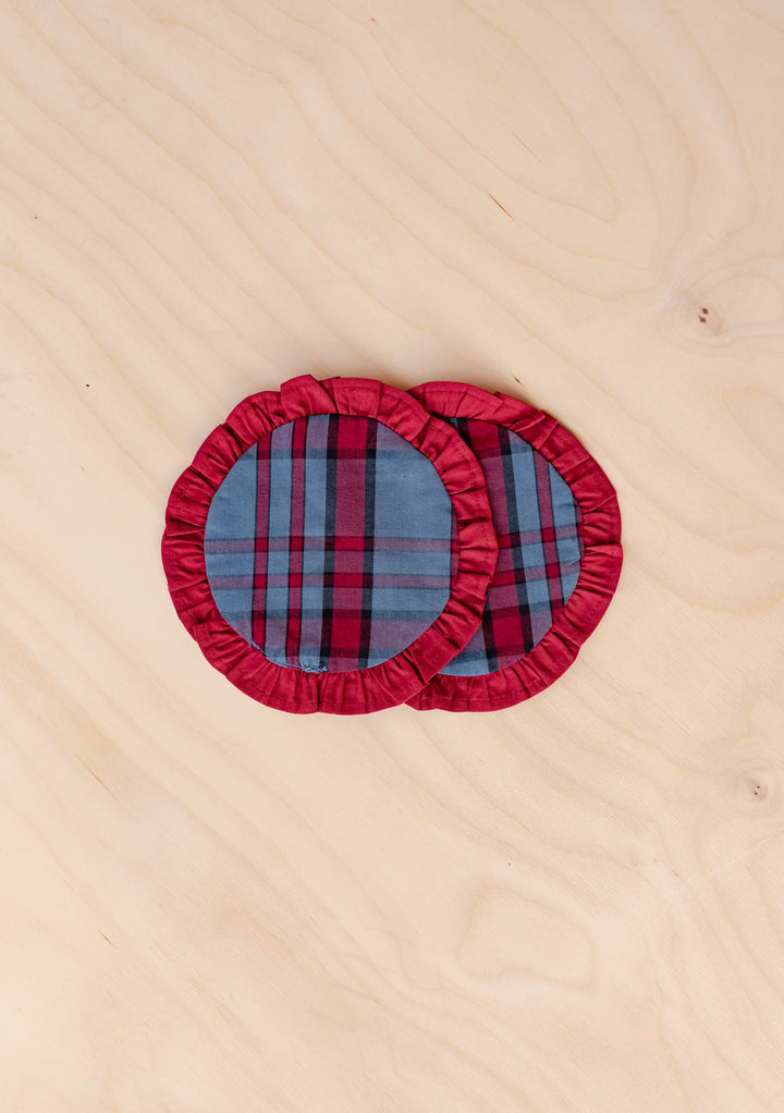 Cotton Coasters Set of 2 in Navy Tartan