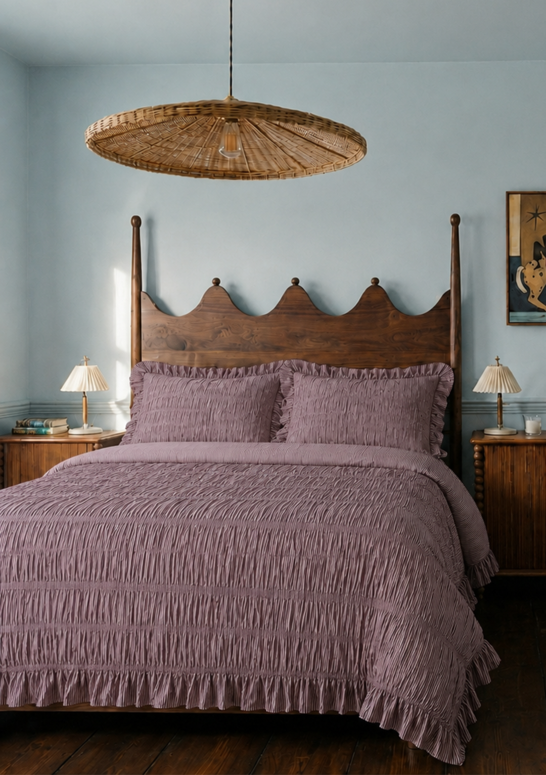 100% Cotton Bedding in Fig Micro Stripe