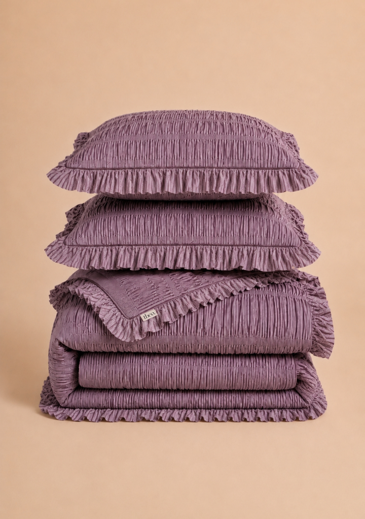 100% Cotton Bedding in Fig Micro Stripe