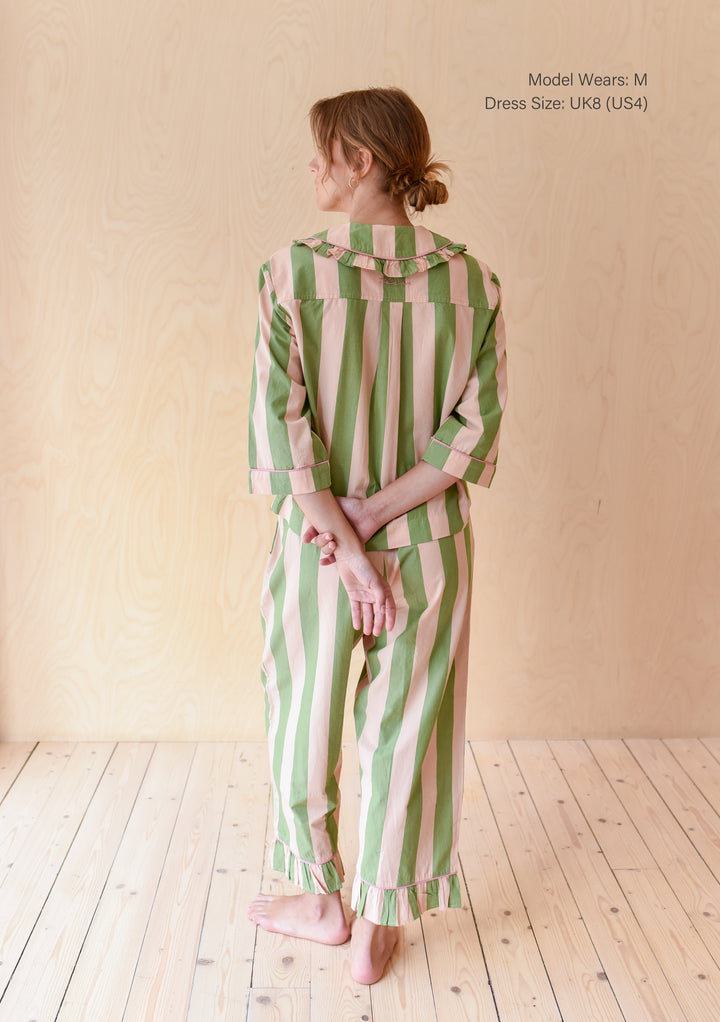 Pyjama en coton damier abricot