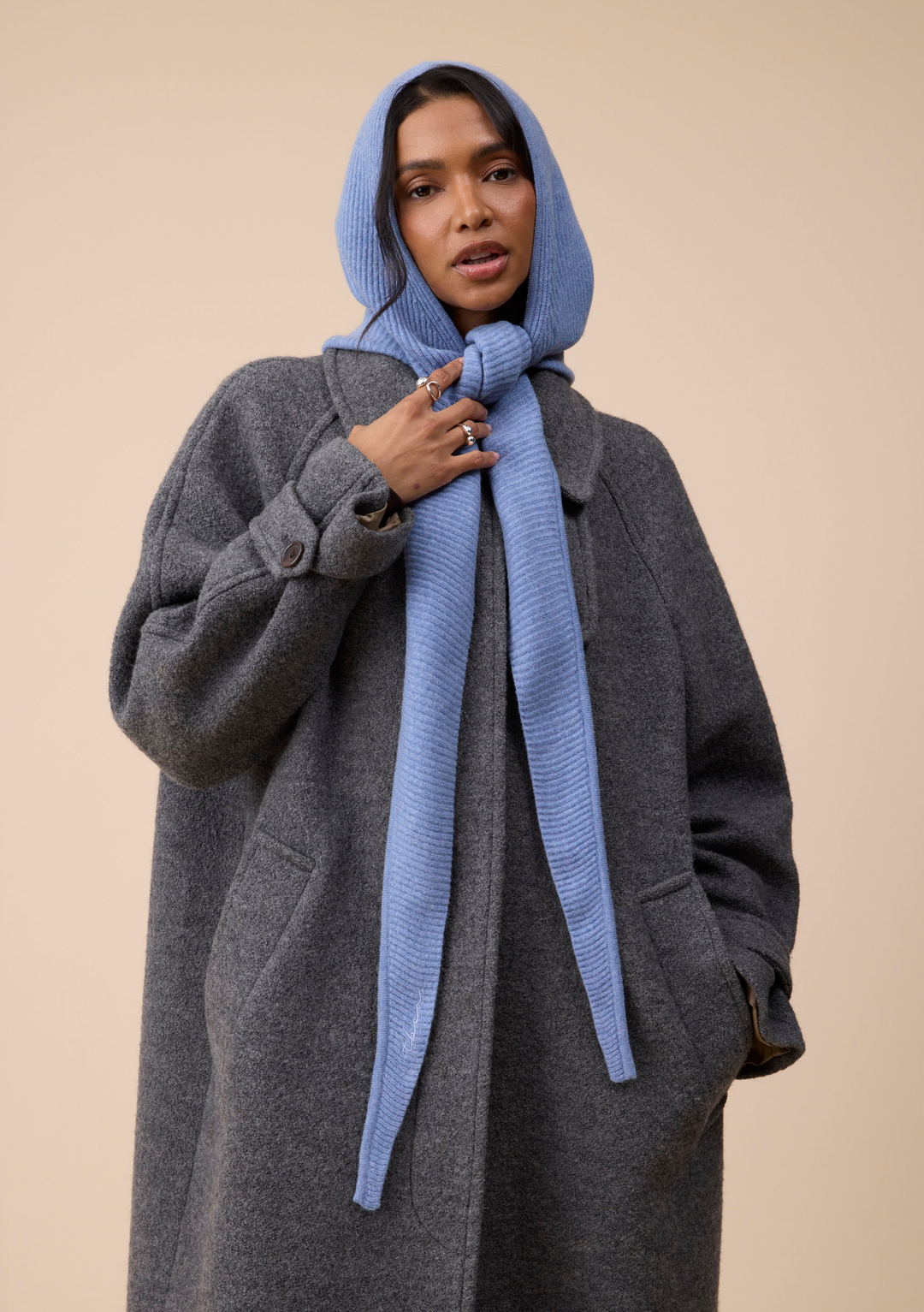 Merino Wool Hood in Blue