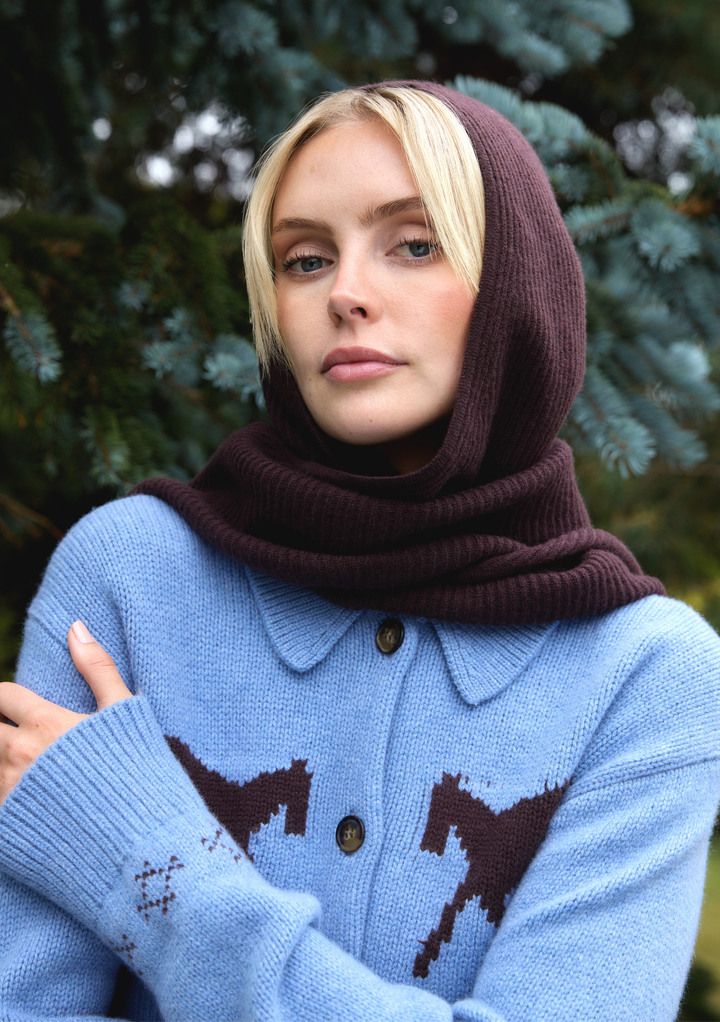 Merino Wool Hood in Brown
