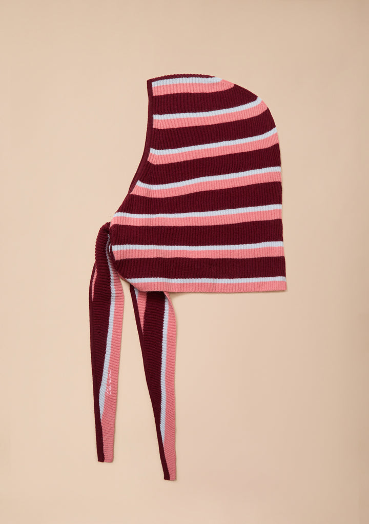 TBCo x Liu Merino Wool Hood in Burgundy Stripe
