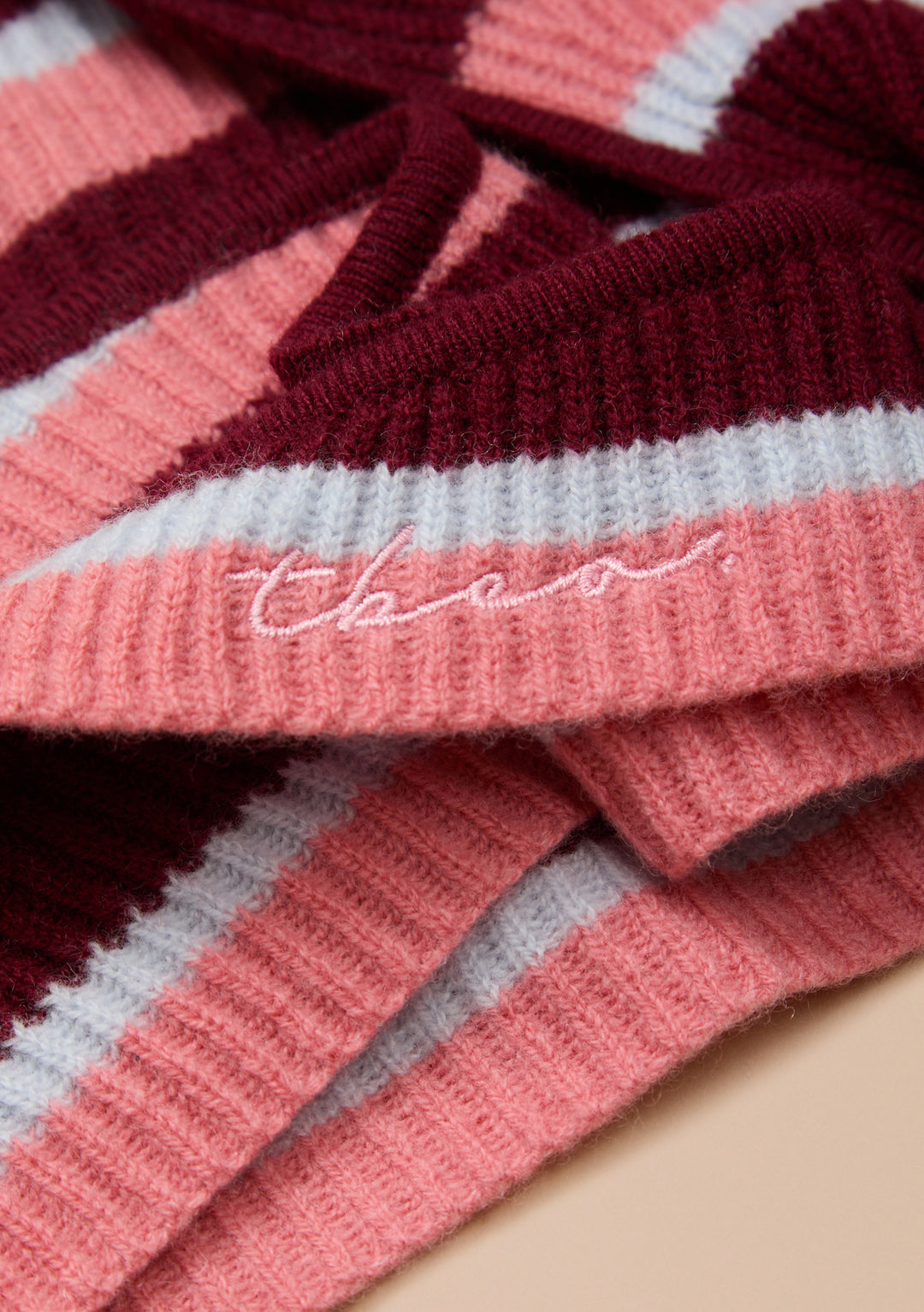 TBCo x Liu Merino Wool Hood in Burgundy Stripe