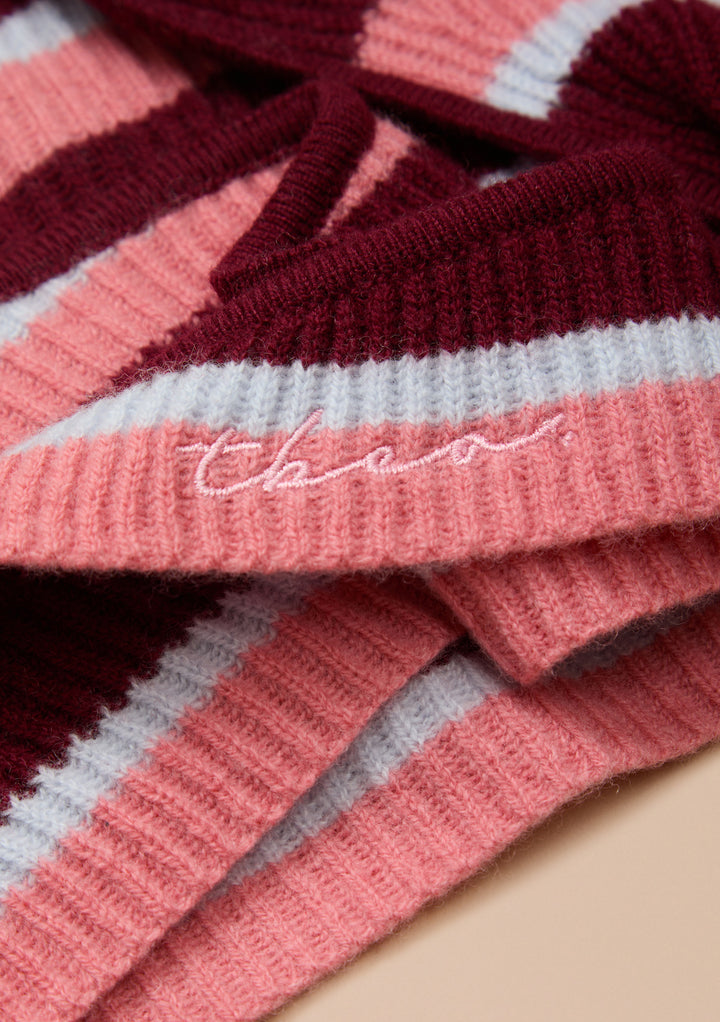 TBCo x Liu Merino Wool Hood in Burgundy Stripe
