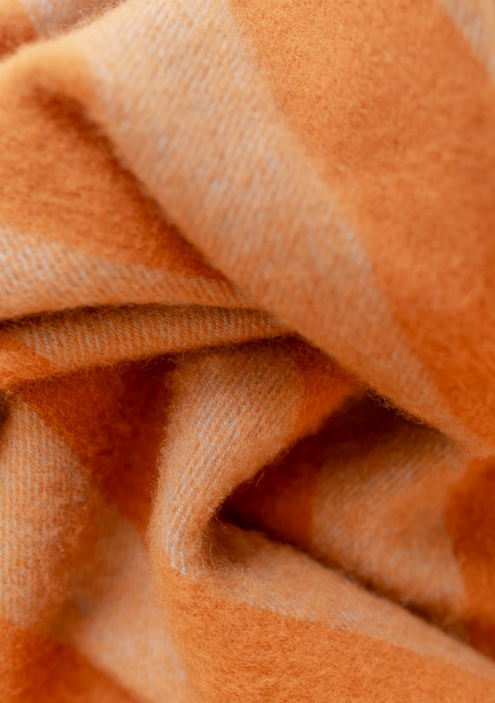 Lambswool Baby Blanket in Pumpkin & Blue Stripe