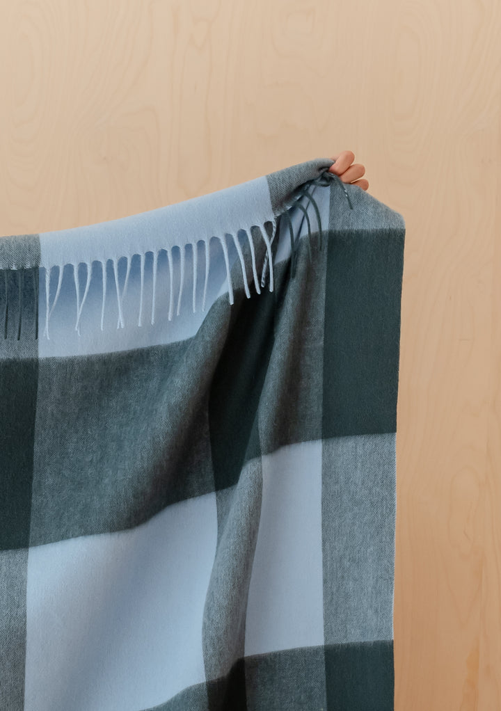 Lambswool Blanket in Green Modern Check