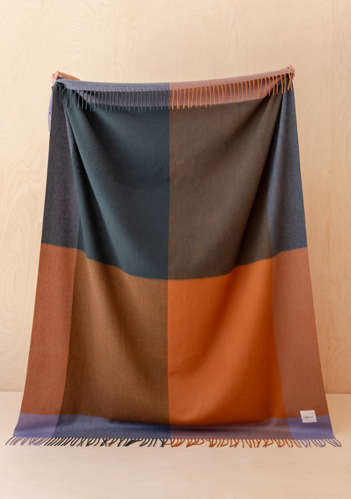 Lambswool Blanket in Copper Frame Check