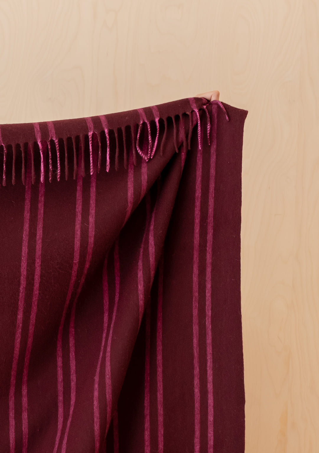Lambswool Blanket in Wine Stripe
