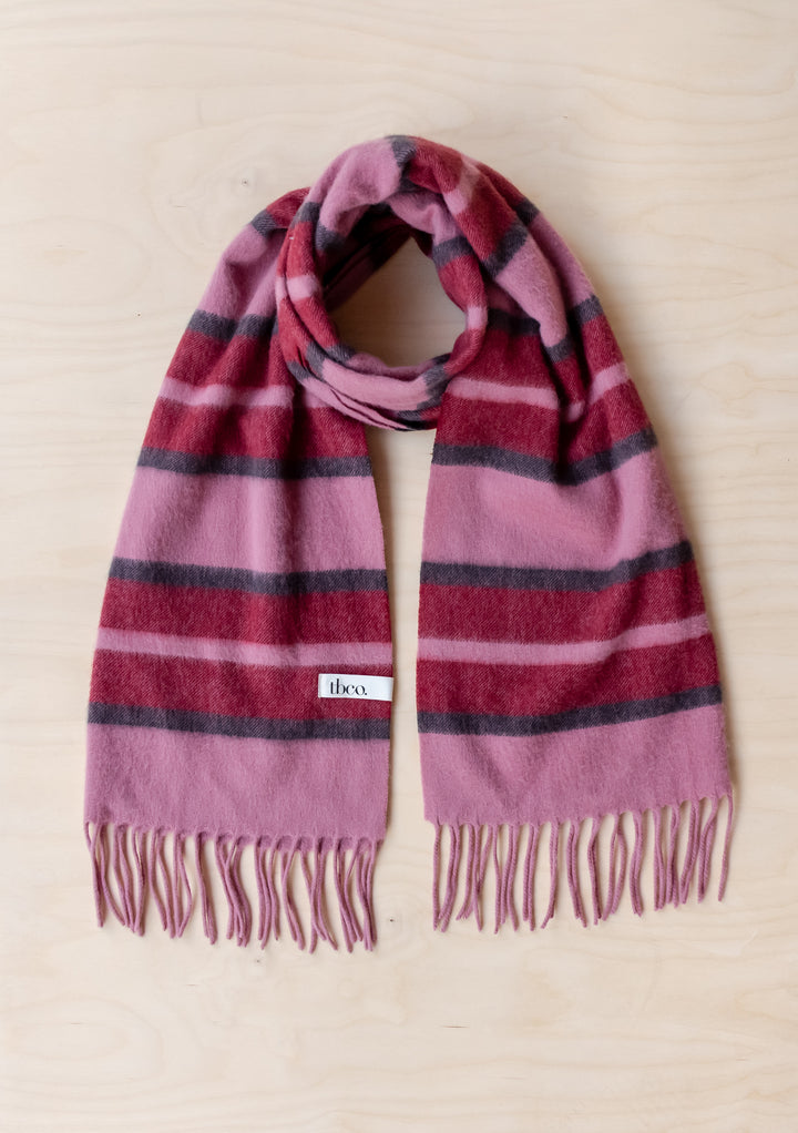 Lambswool Oversized Scarf in Pink Stripe