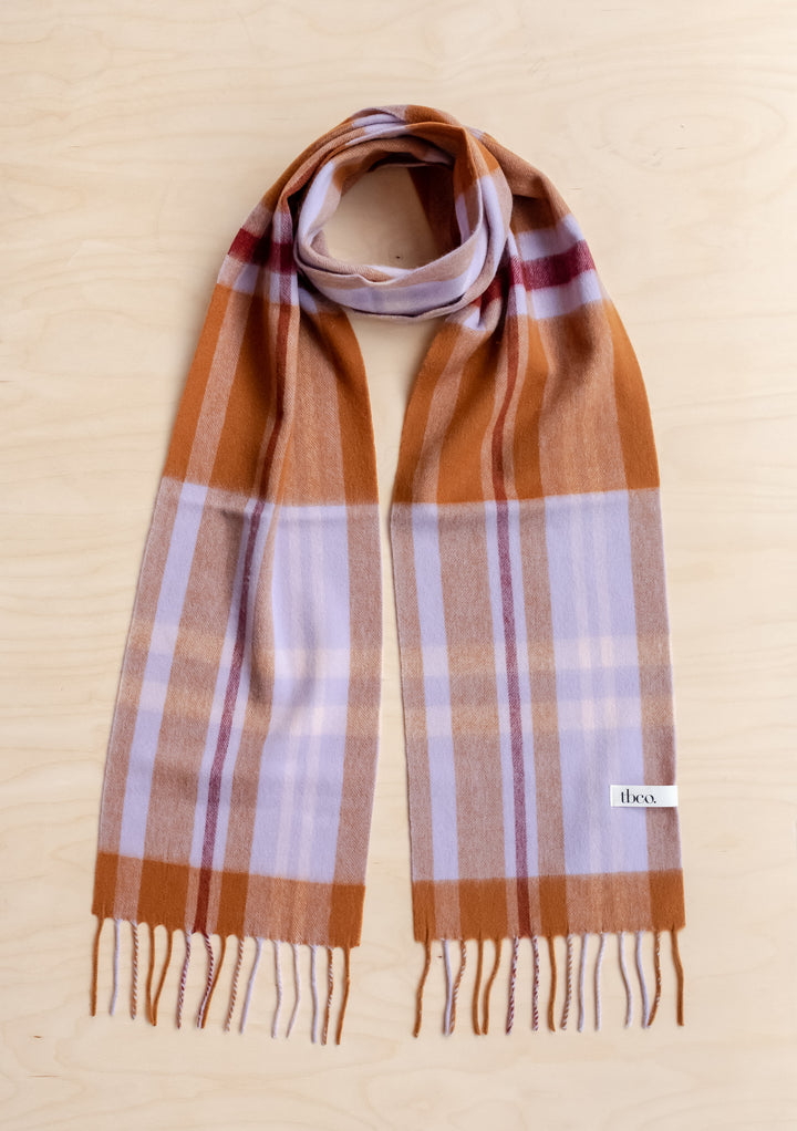 Sample Sale Lambswool Scarf in Lilac Modern Tartan