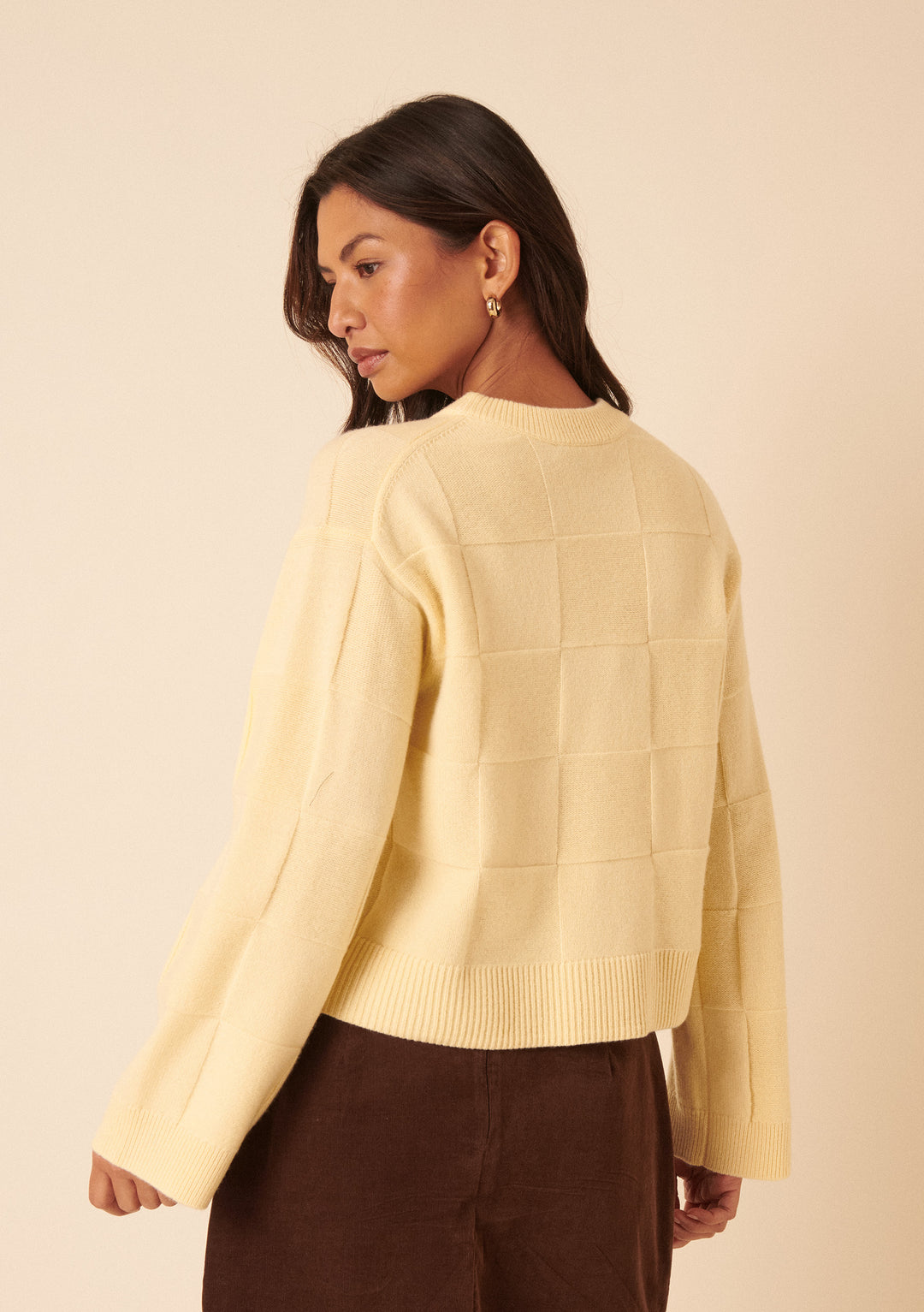 Pull décontracté en laine à damier NC x TBCo Latte