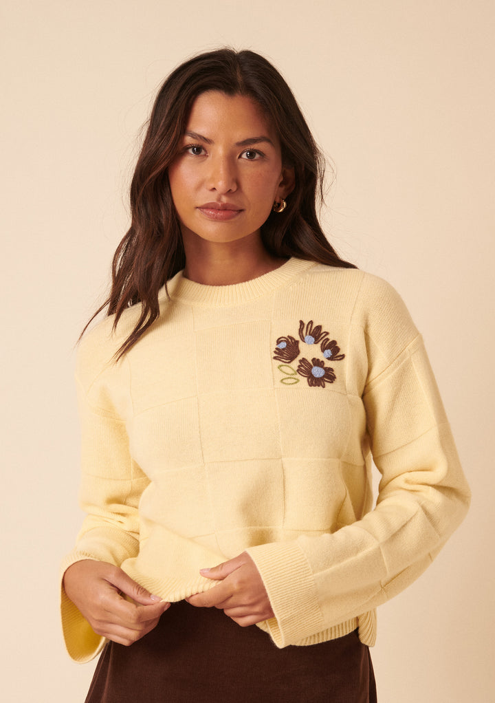 Pull décontracté en laine à damier NC x TBCo Latte