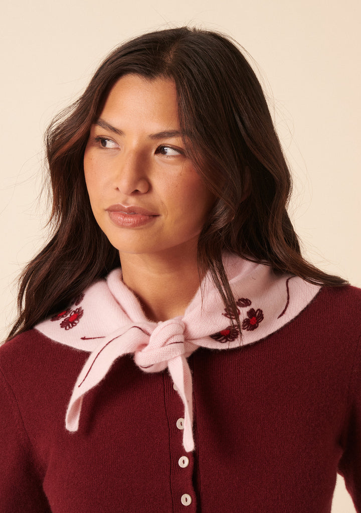 Écharpe triangulaire en laine à fleurs roses NC x TBCo 