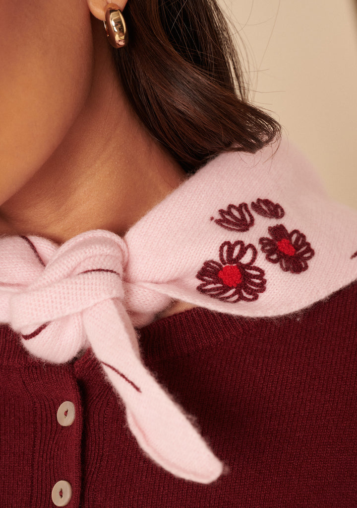 Écharpe triangulaire en laine à fleurs roses NC x TBCo 