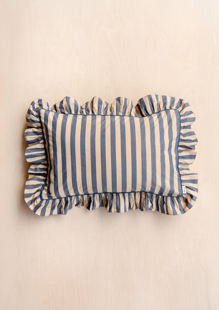 Paire de taies d'oreiller en coton à rayures bleu marine