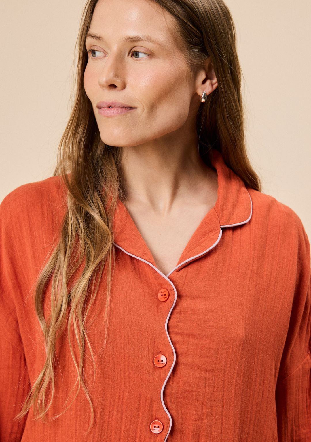 Baumwollpyjama in Rost 