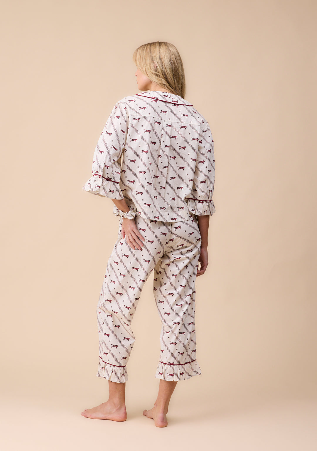 Cropped Cotton Pyjamas in Cream Gallop