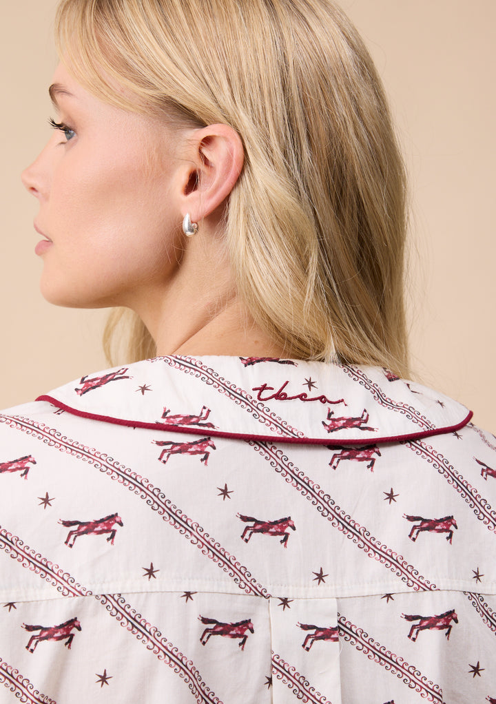 Cropped Cotton Pyjamas in Cream Gallop
