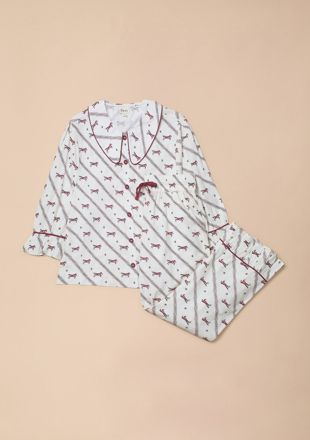 Cropped Cotton Pyjamas in Cream Gallop