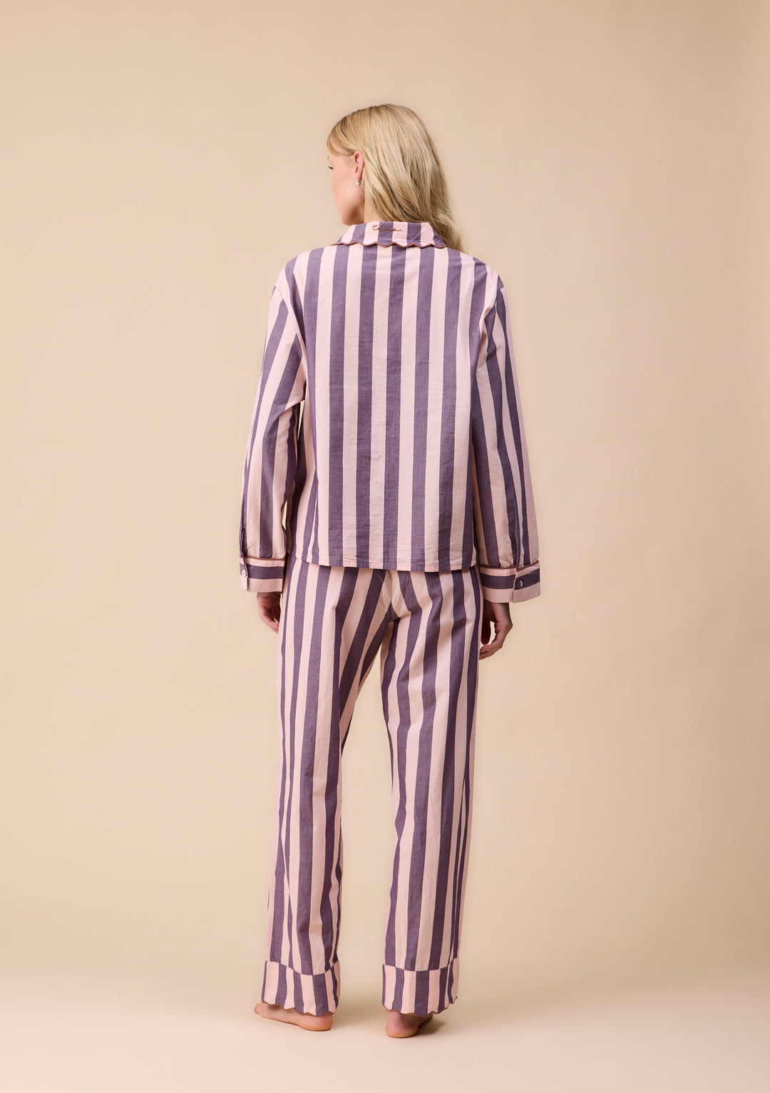 Cotton Pyjamas in Pink & Purple Stripe