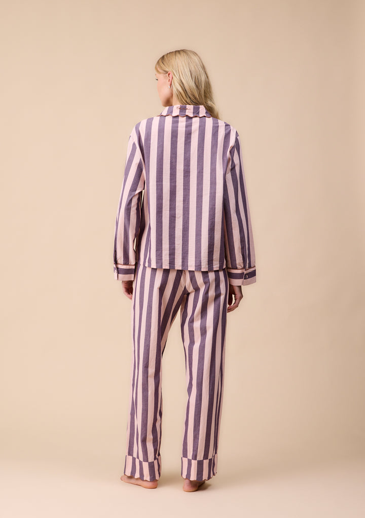 Cotton Pyjamas in Pink & Purple Stripe