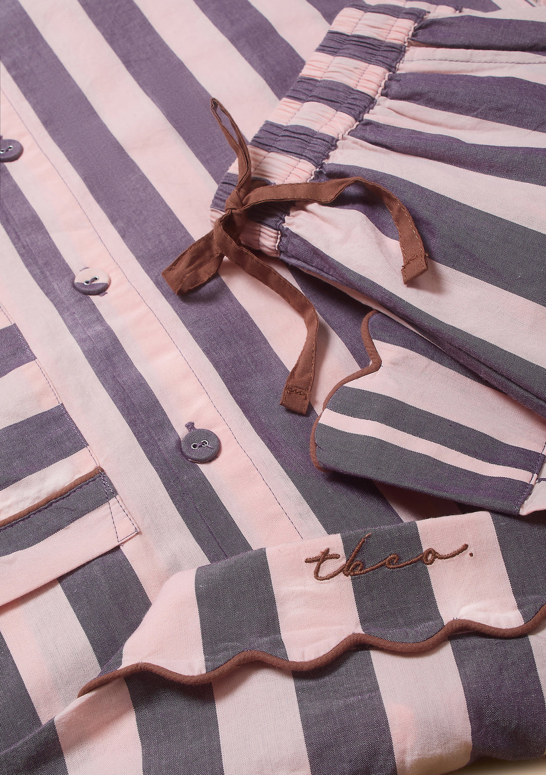 Cotton Pyjamas in Pink & Purple Stripe