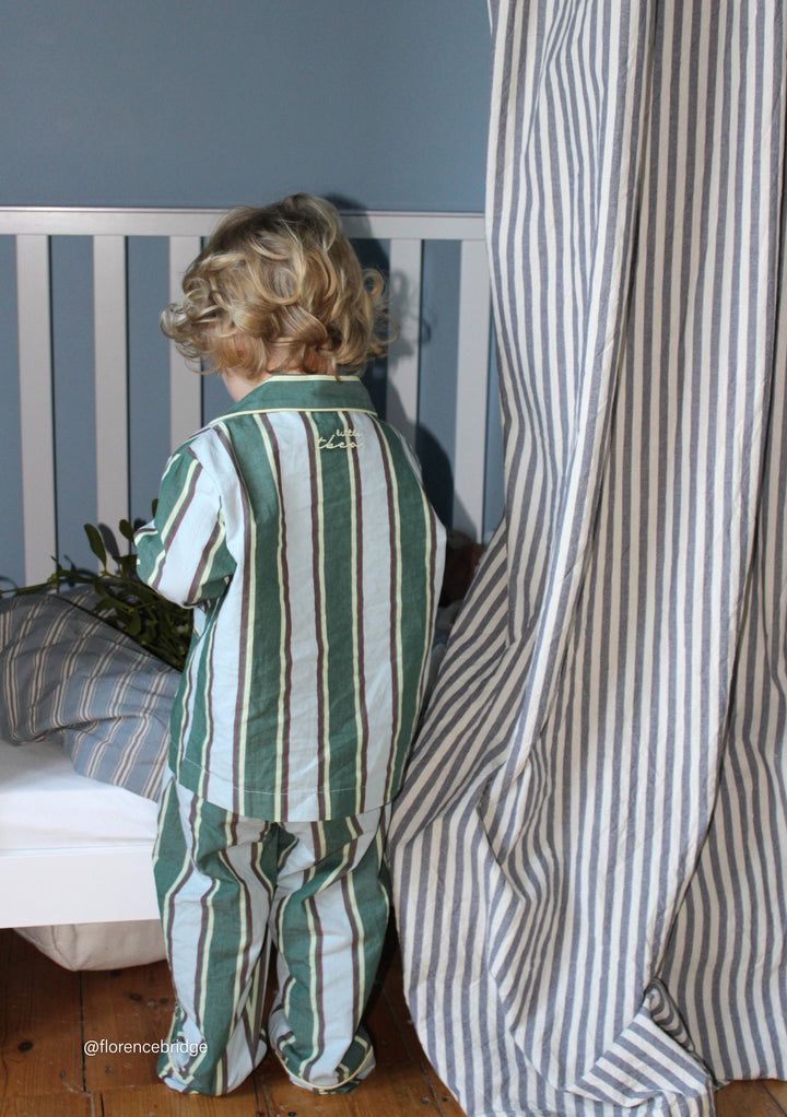 Cotton Kids Pyjamas in Blue Stripe